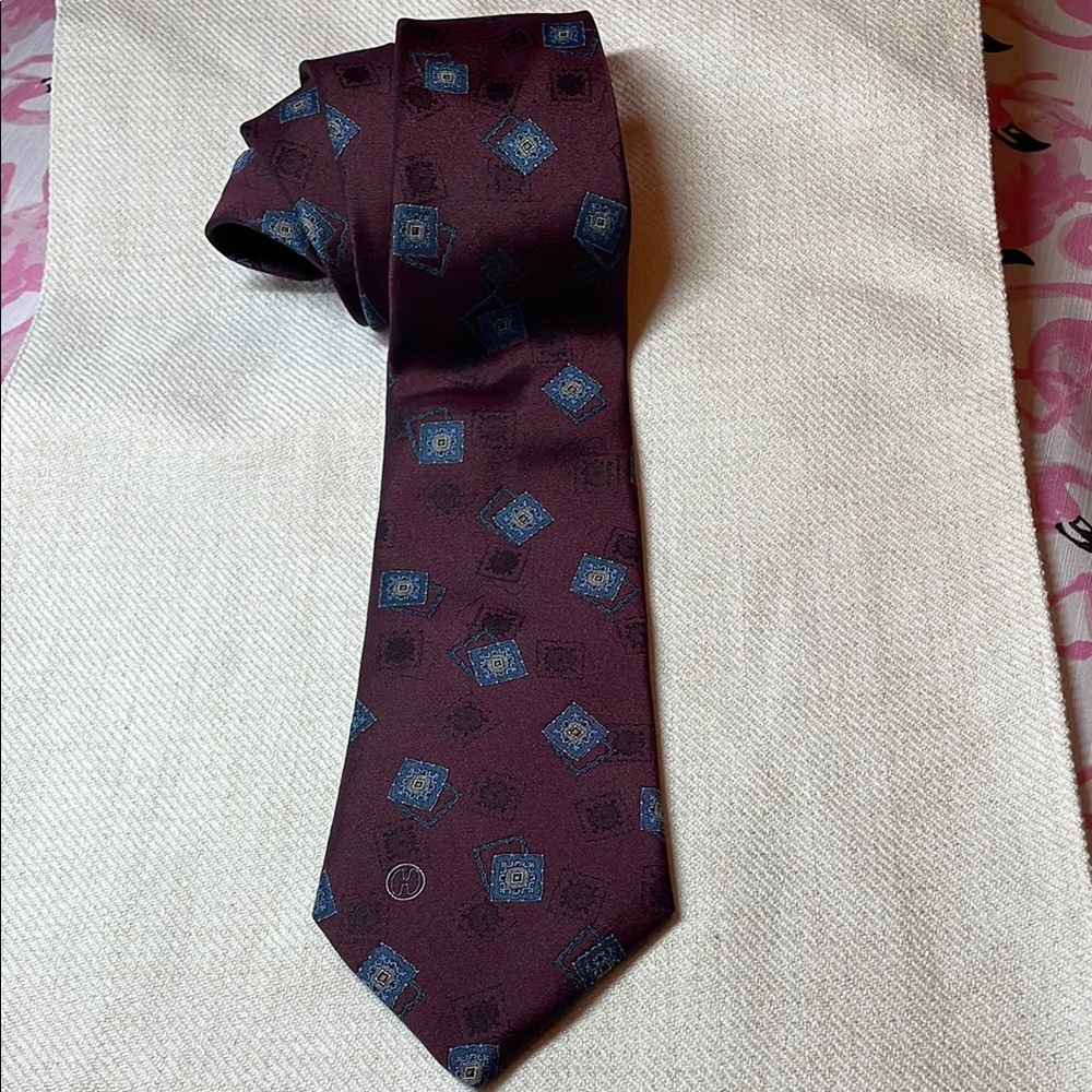 H by Halston Burgundy  and Blue Classic Tie